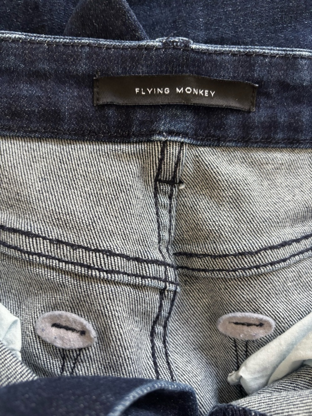 Flying Monkey High Rise Cropped Flare Jeans Dark Wash Raw Hem Size 27 - Picture 9 of 10